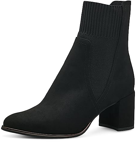 MARCO TOZZI Stivaletti Donna con Tacco Eleganti con Fascetta in Tessuto, Black, 38 EU