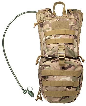 Save & Protect Trinkrucksack mit Trinkblase 2,5L für Fahrrad, Laufen, Wandern, nach Militärstandart - robust, sicher und wasserabweisend - Farbe Multi Camouflage Tarnmuster