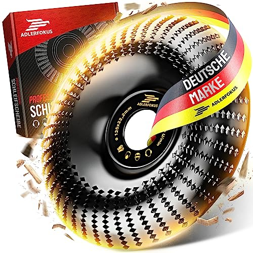 Adlerfokus Holz Schleifscheibe 125mm Winkelschleifer [EXTRA SCHARF] Flexscheibe für Holz - Wurzelfräse - Lackfräse - Baumstumpffräse - Raspelscheibe - Schleifen mit einer Flex Schleifscheibe
