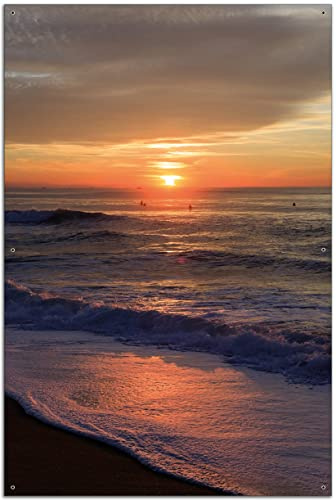 Wallario Outdoor-Poster für Garten oder Balkon Sonne über dem Meer, Motivbanner Größe: ca. 60 x 90 cm, Outdoor-Bild
