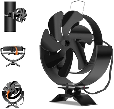 BUICXJKZ Wood Stove Fan - 7 Blade Flue Pipe Hanging Fireplace Fan, Log Burner Fan, Heat Powered Fireplace Fan for Wood Burning Stove/Fireplace