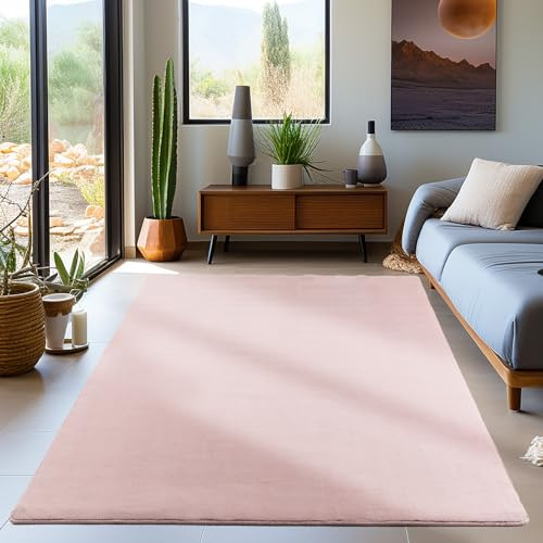 Carpetsale24 Waschbarer Teppich Kurzflor 200x290 cm Rosa Modern Einfarbig Weich rutschfest Pflegeleicht Maschinenwaschbar für Wohnzimmer Schlafzimmer Esszimmer