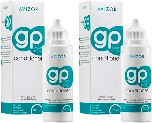 Avizor Gp Conditioner Pack von 2x120 ml - Lösung für Harte Gasdurchlässige Kontaktlinsen - Klärt und Befeuchtet - Tiefenreinigung und Täglicher Komfort