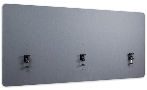 RICOO ZAP1880-G Akustik Trennwand Schreibtisch 180 x 80cm Sichtschutz Schreibtisch Trennwand Filz Pinnwand Grau Geräuschdämmung Akustik Diffusor Schallschutz Büro Tischtrennwand mit Tischklemme