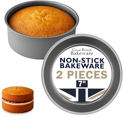 Samuel Groves 2 Pack Deep Round Cake Tins, Sandwich Tin, Victoria Sponge Tin- Perfect for Air Fryer UK Made Double Coil Coated Non Stick Fixed Base (7 Deep)