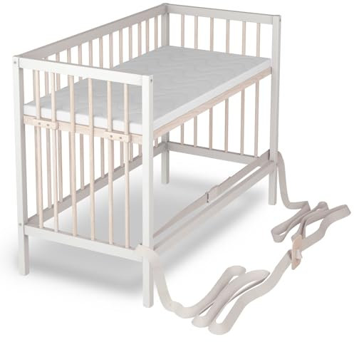 Sämann® 4-in-1 Baby-Beistellbett mit Matratze - aus massivem Buchenholz – höhenverstellbar & umbaubar zum Babybett – wächst mit bis 4 Jahre – entwickelt von Eltern für Eltern – für ruhige Nächte