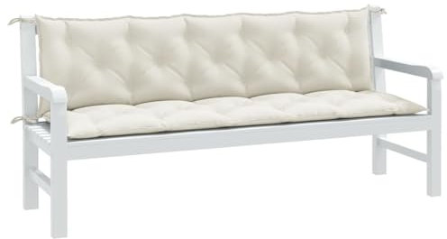 LAPOOH Gartenbank-Auflagen 2 STK. Melange Creme 180x50x7 cm Stoff, Terrassenmöbel, Wetterfeste Bank, Outdoor Bank, Parkbank, Garten Banken, Deko Bank, Gartenmöbel - 4002621