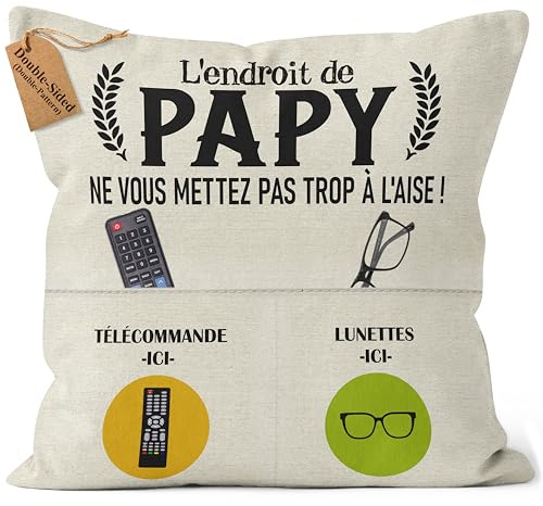 CROWNLY® Housse de Coussin Personnalisée Papy 45x45 cm Le Meilleur Papy du Monde Idée Cadeau Anniversaire Homme