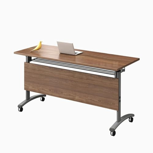 Tragbarer, faltbarer Besprechungstisch mit feststellbaren Rollen, ideal für kleine Räume im Heimbüro oder beim Spielen, 120 x 60 x 75 cm, Holzfarbe