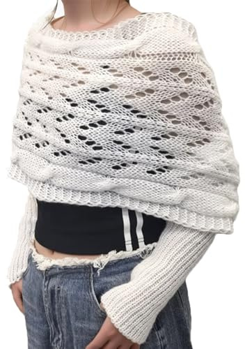 HAGOT Sweater Scarf with Sleeves, Knitted Sleeve Wrap Winter Scarf, Multifunctional Sweater Shawl Wrap, Warm Sweater Scarf with Sleeve for Women