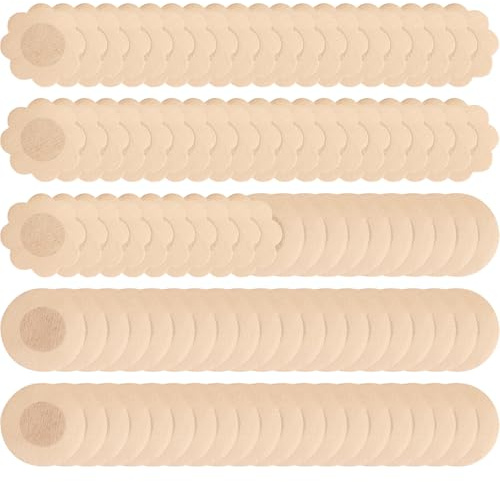 100 Pièces Ronde et Fleur Cache-Tétons Jetables Invisibles et Respirants,pour Femme et Homme,Protège-Mamelons Autocollants en Forme,Nipple Covers,pour Sport et Quotidien
