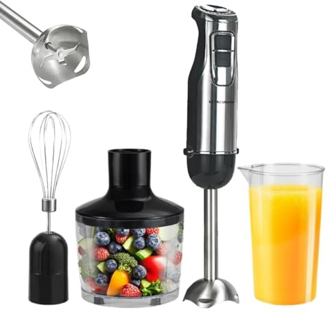 VITASUNHOW Mixeur Plongeant 1000W, Multifonction avec 2 Gobelets Sans BPA 600ml/800ml, Blender à Main pour Smoothies, Glace, Café, Épices, Contrôle Simple, Verrouillage de Sécurité