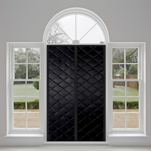 Isolant Thermique Magnétique Porte, 210x250cm Porte Magnétique Moustiquaire Pour Chambre Rideau d'occultation Coupe vent Imperméable Isolation Phonique,Noir