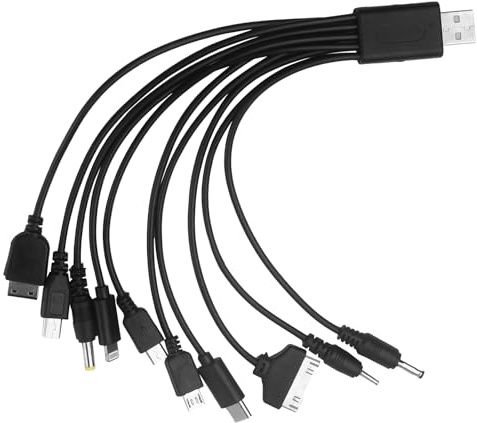 Pddenality 10 in 1 Universal Charger With Multiple Heads, USB Multi Cable for Camera, Computer, Mobile Phone - Multiple Device Charging Adapter