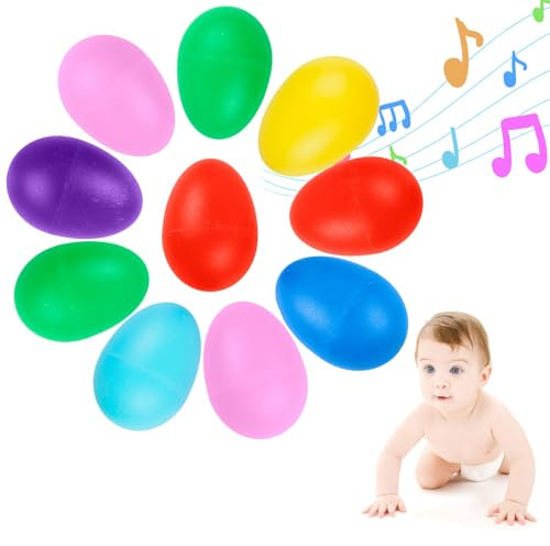 AINIUNIU 10 Stück Eier Maracas Eier Shaker Set, Musikinstrument Egg Shaker, Musikalische Früherziehung, Schütteleier für Kinder und Kleinkinder Spielgeräte, Osterparty Geburtstag Geschenke