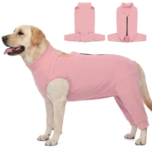 AOFITEE Hundebody Nach Op, Atmungsaktiv Wundschutzanzug für Hunde Nach Op, Hundebody Nach Op Hündin mit Bein, Hund Leckschutz für Hinterbeine Anti-lecken Schutzanzug nach Kastration, Rosa 3XL