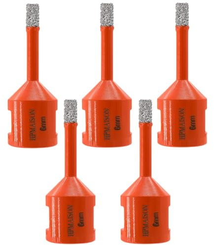 6mm Dry Diamond Drill Bit, 5Pcs M14 Vacuum Brazed Diamond Tip Drill Bit Set | Diamond Core Drill Bits Set for Drilling Ceramic Tile, Porcelain, Brick, Marble, Stoneware, Quartz, Fit for Angle Grinders