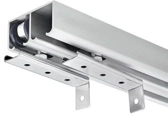 Heavy Duty Sliding Door Hardware Kit for Double Doors,Pocket Barn Door Track program,Box Rail Roller Kit for Closet,Cabinet,Pergola,Interior Sliding Doors(160cm)