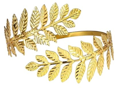 CABODYALS Bracelet Haut de Bras à Feuille Laurier Doré Brassard Bangle Ouvert Réglable Spirale d'or Grecque Bohème Manchettes Bracelets pour Femme Bijoux Mariage Robes Été Plage Fêtes Accessoires