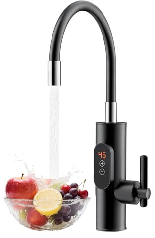Ruiqas 3300W Elektrischer Wasserhahn mit Durchlauferhitzer 220v,Instant Elektrischer Wasserheizhahn Schnelle Heizhahn mit LED-Anzeige Verstellbare Temperatur für Küche, Garten, Bad, Wohnwagen