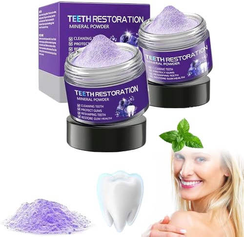 Aufhellendes Zahnpulver,2pc 50g Zahnreparatur Mineral Puder,Zahnrestauration Mineralpulver,Zahnrestauration Mineralpulver,Zahnpulver Verfärbungen,Zahnreparatur Mineralpuder,Teeth Restoration Powder