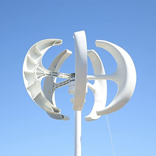 HPHPH Aerogenerador Eolico Generador de turbinas de energía eólica 5kw 8kw 12/24/48V 5 Cuchillas Molino de Viento Linterna Eje Vertical for farola con Controlador MPPT(White,Turbine Only_48V_5000W)