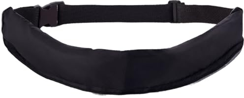 Hperu Accessori per Barche, Cintura di Salvataggio Gonfiabile Automatica Portatile Unisex con Striscia Riflettente per Kayak e Canottaggio, Nessuna bombola di Gas Richiesta, Nero