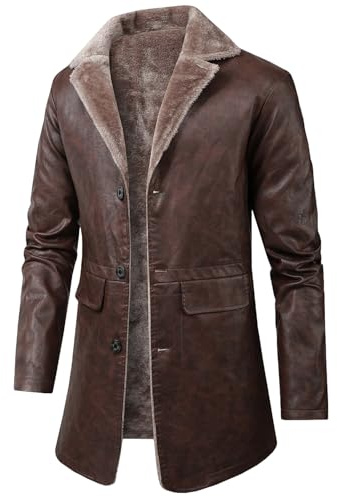 Winterjacke Leder Herren Winterjacke Herren Lang Jackett Winter Männer Mantel Wintermantel Warm Trench Coat Men Kurtki Zimowe Meskie Herrenmantel Winter Übergangsjacke Herbst Lederjacke Lang