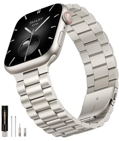 QAZNZ Metall kompatibel med Apple Watch armband 42 mm (serie 11 10) 40 mm 41 mm 38 mm, kvinnor och män rostfritt stål ersättningsband metallarmband för iwatch SE 3 2 1, Serie 11 10 9 8 7 6 5 4 3 2 1