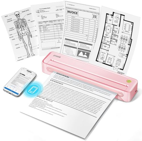 ETIKEZ D90E Impresora Térmica，Impresora Portátil, Rosa