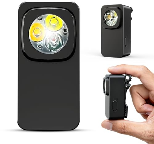 Aqash 600 lumen metallo Mini EDC super luminoso torcia elettrica ricaricabile USB-C LED clip lampada con base magnetica, piccola lampada con luce bianca/rossa e SOS, impermeabile IPX6 per tutti i