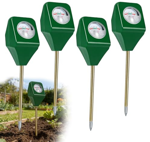 Sporgo 4 Stück Boden Feuchtigkeitsmessgerät für Pflanzen: Feuchtigkeitsmesser Pflanzen, Bodenfeuchtigkeitsmesser, Bodenfeuchtesensor für Gartenarbeit, Rasen, Garten, Topf & Zimmerpflanzen