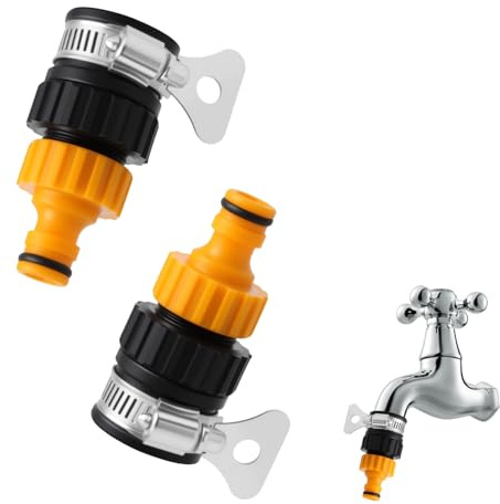 LAY STAY 2Pcs Universal Kitchen Tap Connector, Sink Faucet to Garden Hose Adapter, Universal Tap Connector Set, Plastic Hose Fitting for Garden Bathroom Indoor and Outdoor