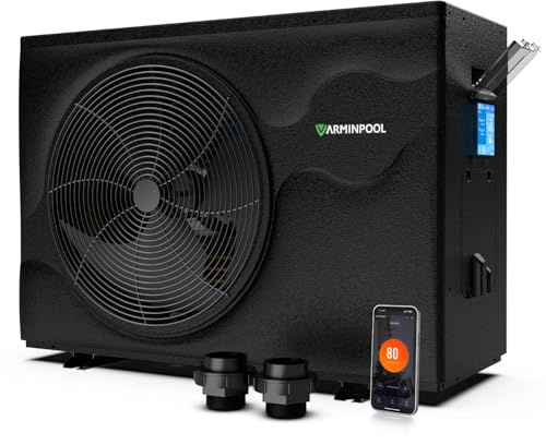 Pool Wärmepumpe bis 12 kW für Pools bis 45.000 L, Inverter Poolheizung elektrisch mit Heiz- & Kühlfunktion, COP bis 13,0, leise 42–53 dB(A), R32, DN50, IPX4, für Gartenpool Aufstellpool