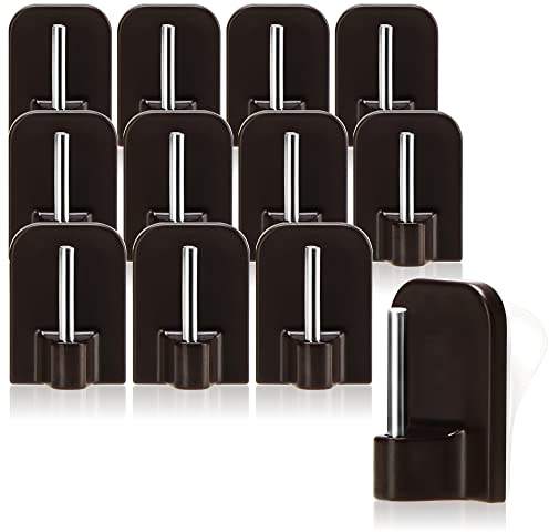 com-four® 12x ganchos autoadhesivos para cortinas para barras de cortinas, Vitragestangen - ganchos adhesivos para ventanas, ganchos para ventanas - marrón