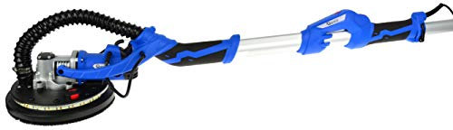 BSD Levigatrice per Muro - Levigatrice a Secco, di Telescopio, Smerigliatrice Telescopica per Pareti e Soffitti, Levigatrice a Secco con Accessori e 12 Dischi Abrasivi -710W, Ø 225mm, 800-1700 RPM