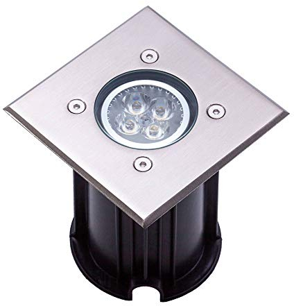LED Bodeneinbaustrahler 1,2 Watt neutralweiß IP65 eckig aus Edelstahl, flach und trittfest - GU10 230V als Bodenstrahler - Bodeneinbauleuchte Bodenleuchte Gartenstrahler