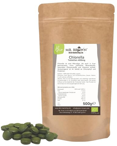 500g BIO Chlorella Tabletten, 400 mg Presslinge, vegan