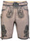 Edelnice Trachtenmode Bayerische Traditionelle Kurze Lederhose Felix aus Ziegenleder mit aufgerauter Stickerei inkl. Gürtel Gr. 48
