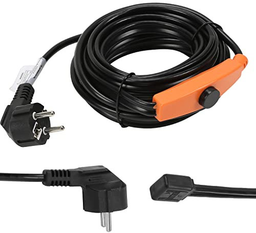 Ikodm 8m Frostschutz Heizkabel, Heizleitung mit thermostat, 128W Frostschutzkabel, Rohrbegleitheizung mit Automatikschalter, Heizband für Wasserleitungen im Haus, Pool, Teich