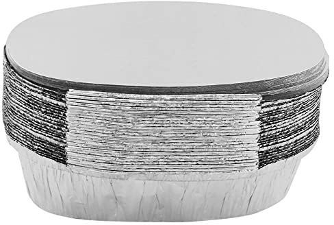 600ML Disposable Aluminium Foil Containers Oval Pie Dishes with Lids -Ideal for Baking, BBQ, Cooking Christmas Party and Meal Prep Tray Disposable Pans Perfect for Home and Takeaway (100)