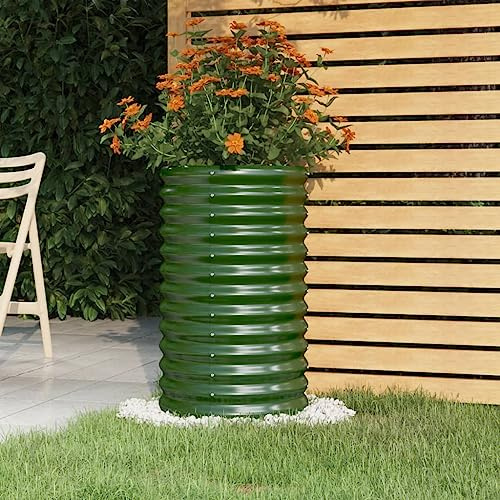 homiuse Pflanzkübel Pulverbeschichteter Stahl 40x40x68 cm Grün Hochbeet Metall PflanzküBel Hochbeete PflanzküBel Groß AußEn Plant Box PflanzküBel XXL