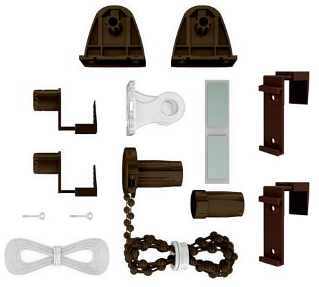 Estika Klemmfix ohne Bohren Montage Set für Minirollo, Thermo Rollo, Verdunkelungsrollo - Braun - 17mm - Ersatzteile für Rollos für Fenster ohne Bohren, Klemmträger für Jalousien, Klemmfix Halterung