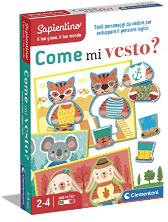 Clementoni Sapientino - Come Mi Vesto?, Gioco Educativo Bambini 2-4 Anni, Flashcards con Animali e Vestiti Intercambiabili per Stimolare Logica e creatività, Made in Italy, Lingua Italiana, 16766