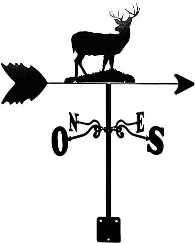 Metall-Ornament-Windrichtungsanzeiger for den Außenbereich, Wetterfahnen, Oldtimer-Elche, lange Hörner, Jagdhund, Jagdwetterfahne, Edelstahl-Wetterhahn, Windrichtungsanzeiger, Messwerkzeuge for Gärten