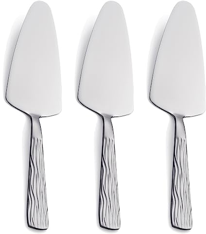 Seeshine Silver Cake Server, 9.3-inch Stainless Steel Pie Server, Pizza Server of 3, Pie Server Spatula, Cake and Pie Servers, Dishwasher Safe