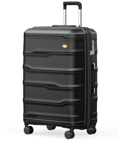 MGOB 28 Inch Luggage with Spinner Wheels, Large Hard Shell Suitcase, Lightweight PP Luggages with TSA Lock, Checked-Large Suitcases 28-Inch, Black