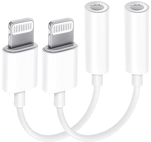 2 Pack Kopfhörer-Adapter für iPhone [Apple MFi zertifiziert] – Lightning auf Klinkenstecker 3,5 mm für Kopfhörer Aux Audio – Klinkenkabel Zubehör Kompatibel mit iPhone 14/13/12/11/Xs/XR/X/8/7 für alle