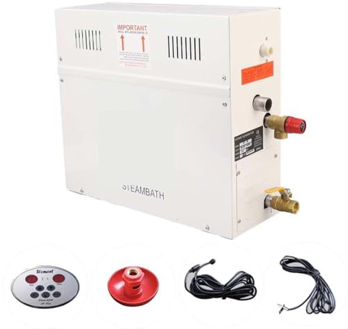 DPDZSW Kit Générateur De Vapeur à Vidange Automatique 220V, pour Usage Domestique Et Commercial,pour Sauna/Douche/Bain/Spa,avec Affichage Numérique LED,Chauffage Automatique 35-55℃,220V-15KW