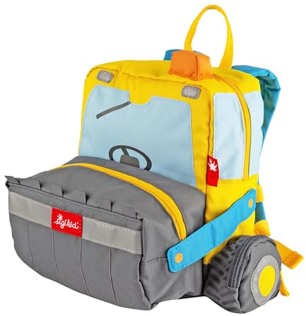 SIGIKID Kinderrucksack Radlader, Kindergarten-Rucksack: robust, leicht, kindgerecht, für Kita, Krippe, Ausflüge, Freizeit, für Kinder von 2-5 Jahren, Gelb/Radlader